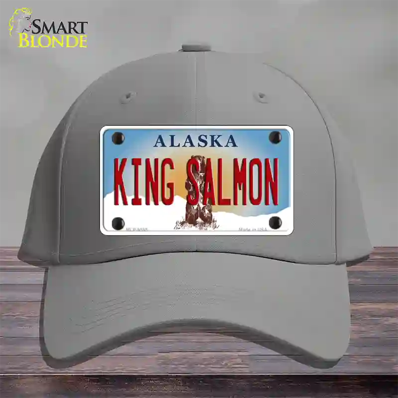 King Salmon Alaska State Novelty License Plate Hat Cotton / Gray