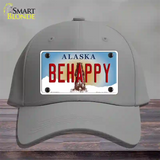 Be Happy Alaska State Novelty License Plate Hat Cotton / Gray