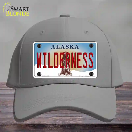 Wilderness Alaska State Novelty License Plate Hat Cotton / Gray