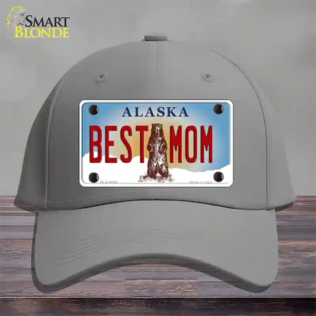 Best Mom Alaska State Novelty License Plate Hat Cotton / Gray