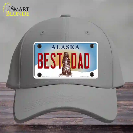 Best Dad Alaska State Novelty License Plate Hat Cotton / Gray