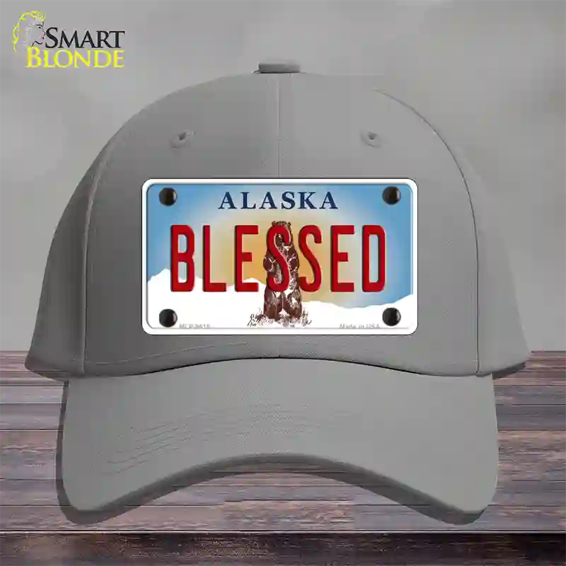 Blessed Alaska State Novelty License Plate Hat Cotton / Gray