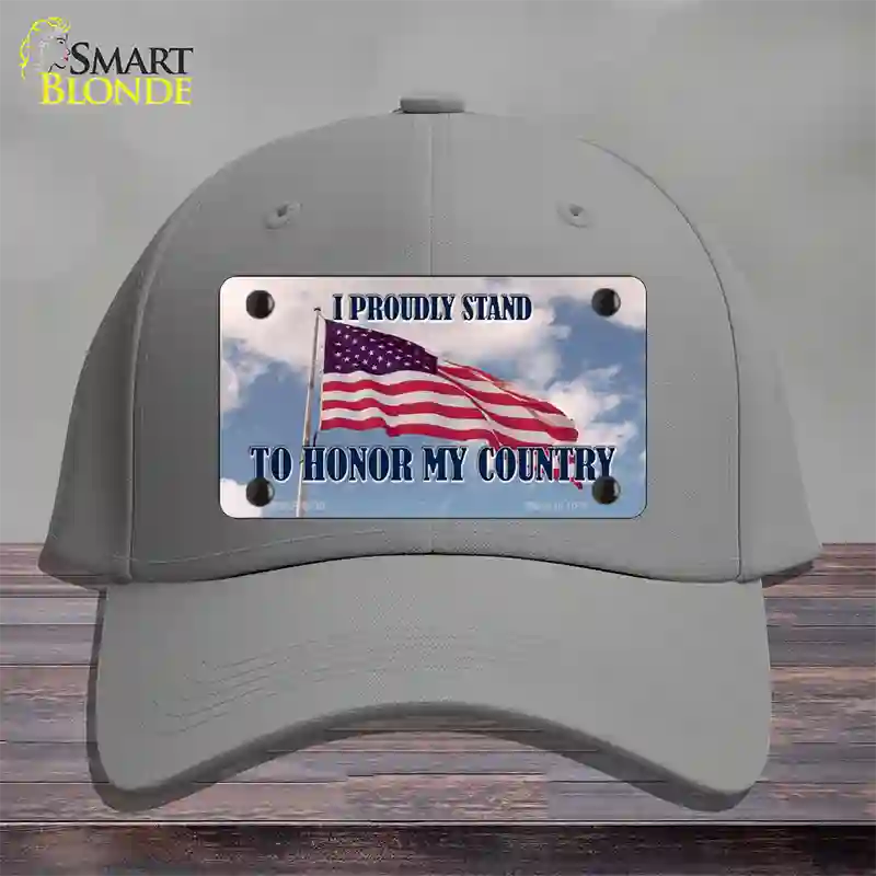 Proudly Stand Novelty License Plate Hat Cotton / Gray