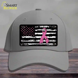 Vintage American Flag Pink Ribbon Novelty License Plate Hat Cotton / Gray