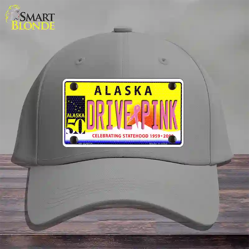 Drive Pink Alaska Novelty License Plate Hat Cotton / Gray