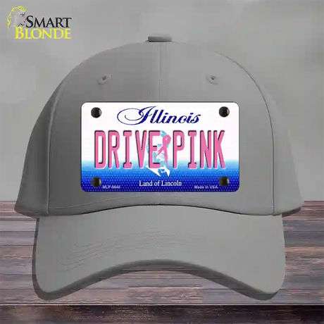 Drive Pink Illinois Novelty License Plate Hat Cotton / Gray