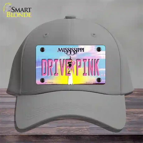 Drive Pink Mississippi Novelty License Plate Hat Cotton / Gray