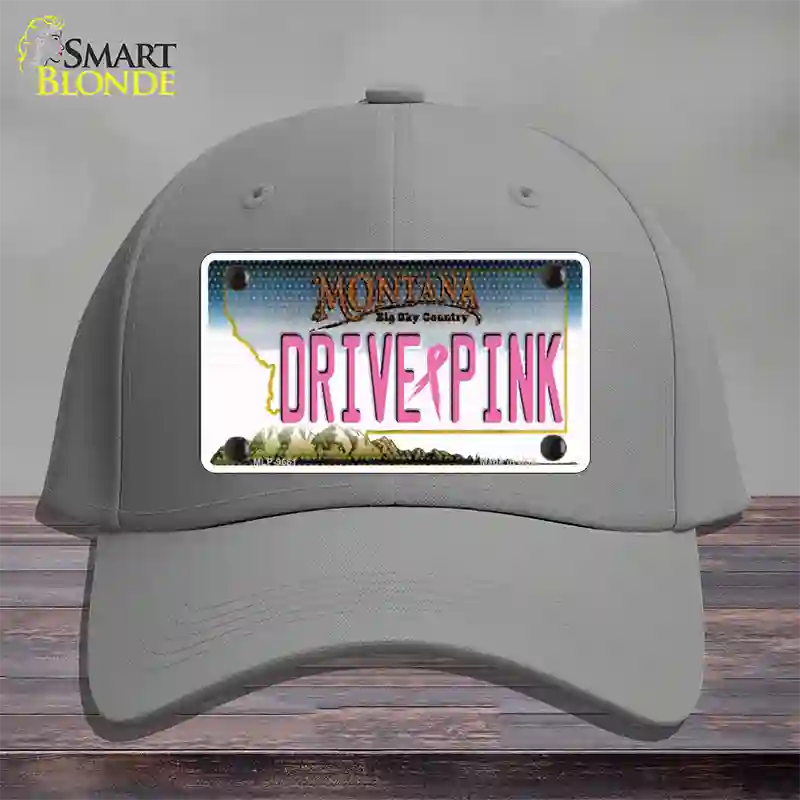 Drive Pink Montana Novelty License Plate Hat Cotton / Gray