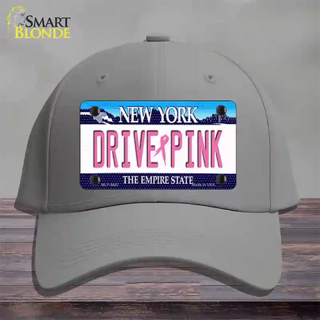 Drive Pink New York Novelty License Plate Hat Cotton / Gray