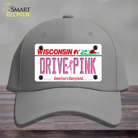 Drive Pink Wisconsin Novelty License Plate Hat Cotton / Gray