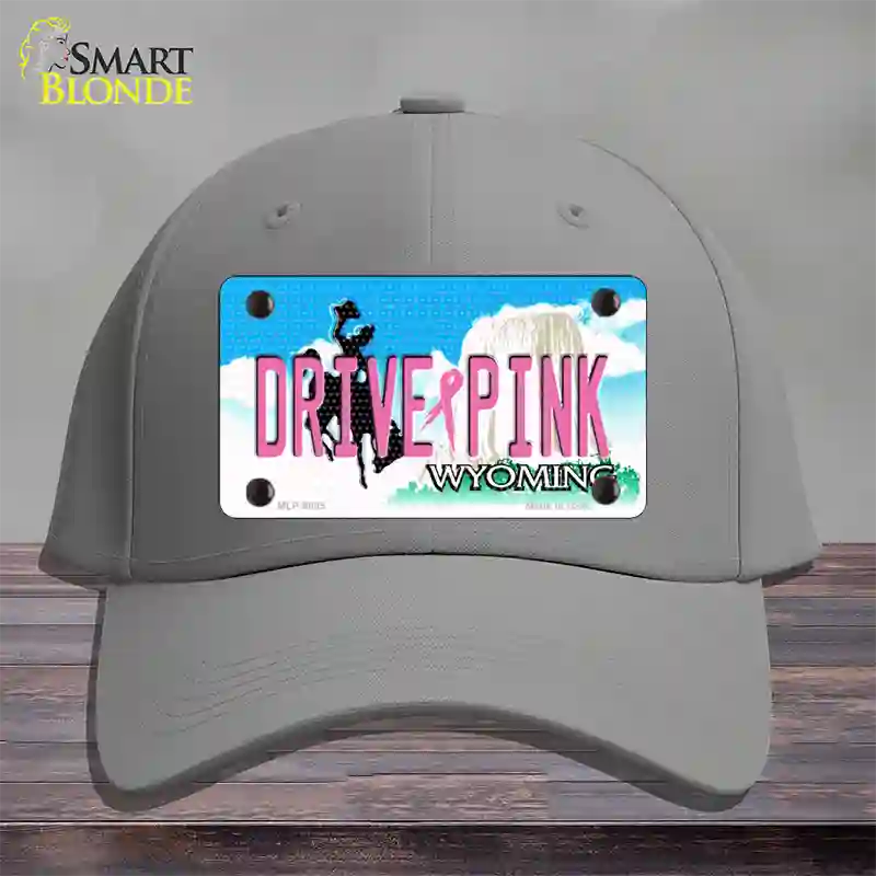 Drive Pink Wyoming Novelty License Plate Hat Cotton / Gray