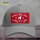 Dog Is A Gift Novelty License Plate Hat Cotton / Gray