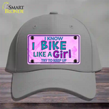 Bike Like A Girl Pink Novelty License Plate Hat Cotton / Gray