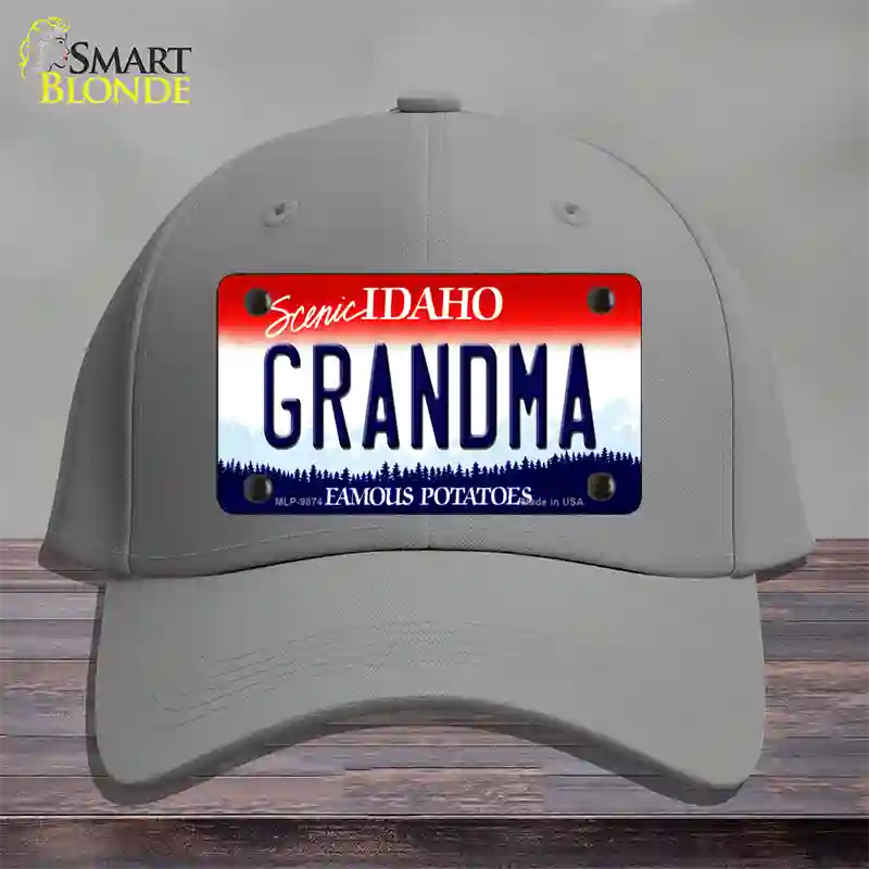 Grandma Idaho Novelty License Plate Hat Cotton / Gray