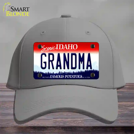 Grandma Idaho Novelty License Plate Hat Cotton / Gray