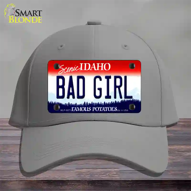 Bad Girl Idaho Novelty License Plate Hat Cotton / Gray