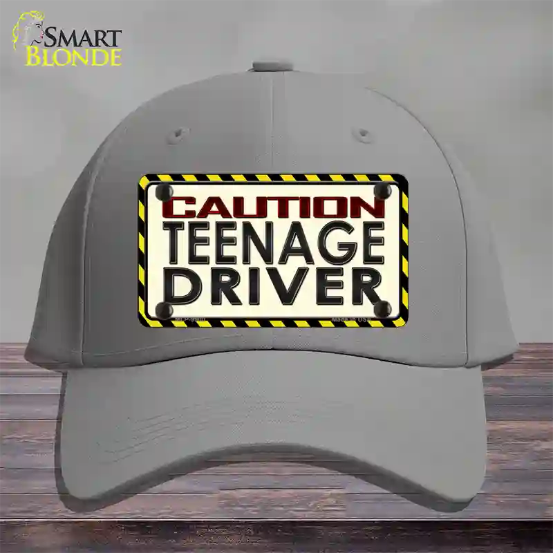 Caution Teenage Driver Novelty License Plate Hat Cotton / Gray