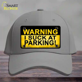 Warning Suck At Parking Novelty License Plate Hat Cotton / Gray