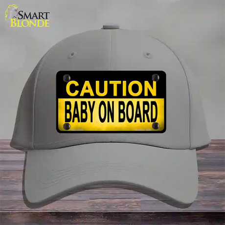 Caution Baby On Board Novelty License Plate Hat Cotton / Gray