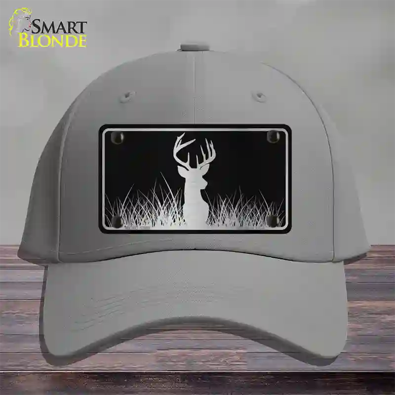 Deer Black Brushed Chrome Novelty License Plate Hat Cotton / Gray