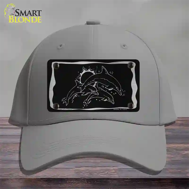 Dolphins Black Brushed Chrome Novelty License Plate Hat Cotton / Gray