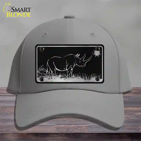 Rhino Black Brushed Chrome Novelty License Plate Hat Cotton / Gray