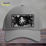 Octopus Black Brushed Chrome Novelty License Plate Hat Cotton / Gray