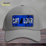 Cat Lover Blue Brushed Chrome Novelty License Plate Hat Tag Cotton / Gray