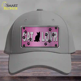 Cat Lover Pink Brushed Chrome Novelty License Plate Hat Tag Cotton / Gray