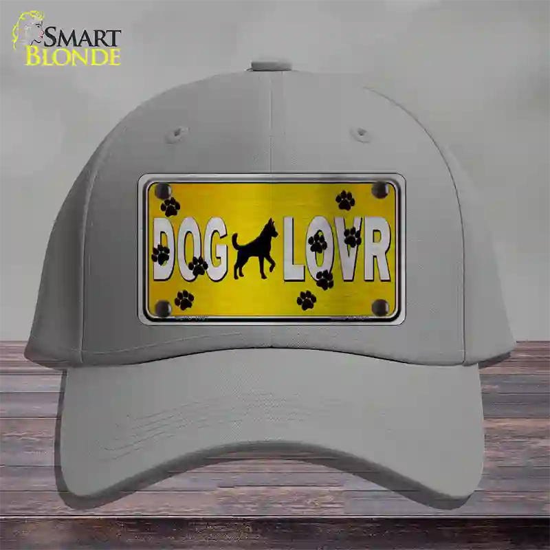 Dog Lover Yellow Brushed Chrome Novelty License Plate Hat Tag Cotton / Gray