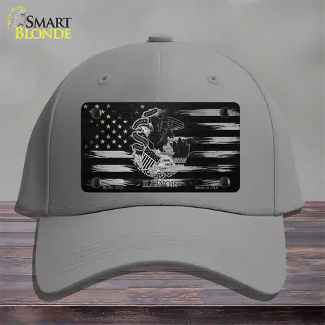 Illinois Carbon Fiber Novelty License Plate Hat Cotton / Gray