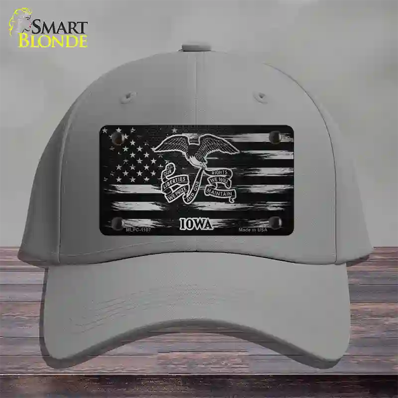 Iowa Carbon Fiber Novelty License Plate Hat Cotton / Gray