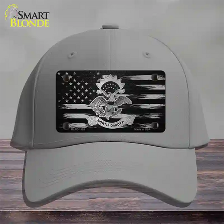 North Dakota Carbon Fiber Novelty License Plate Hat Cotton / Gray