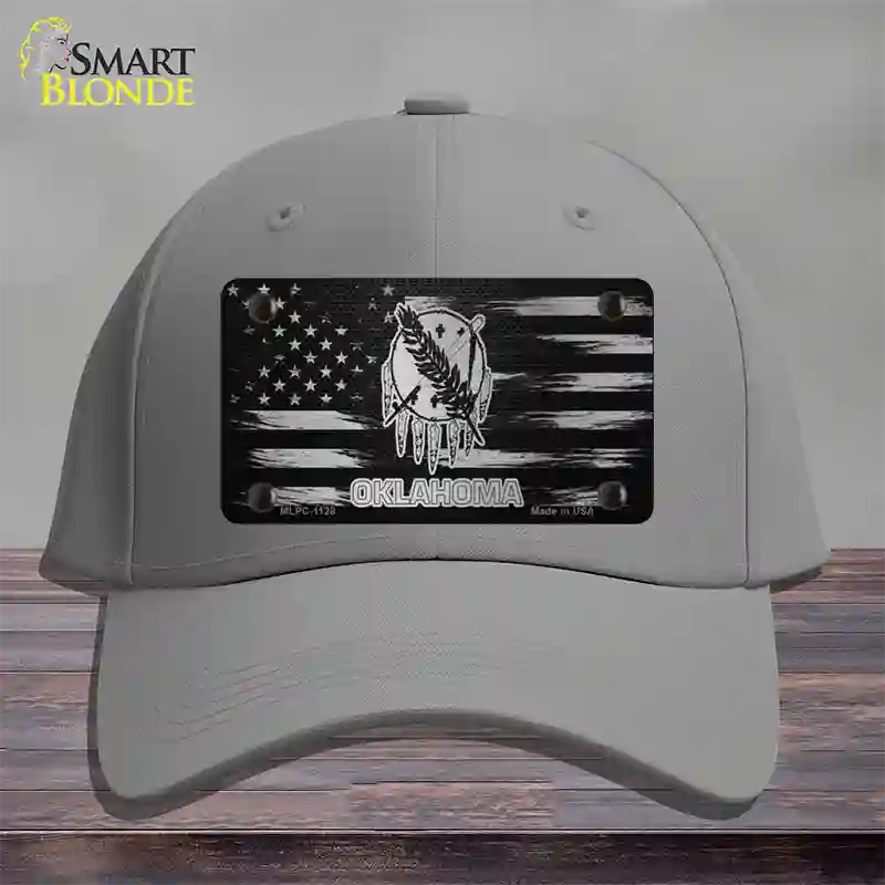 Oklahoma Carbon Fiber Novelty License Plate Hat Cotton / Gray