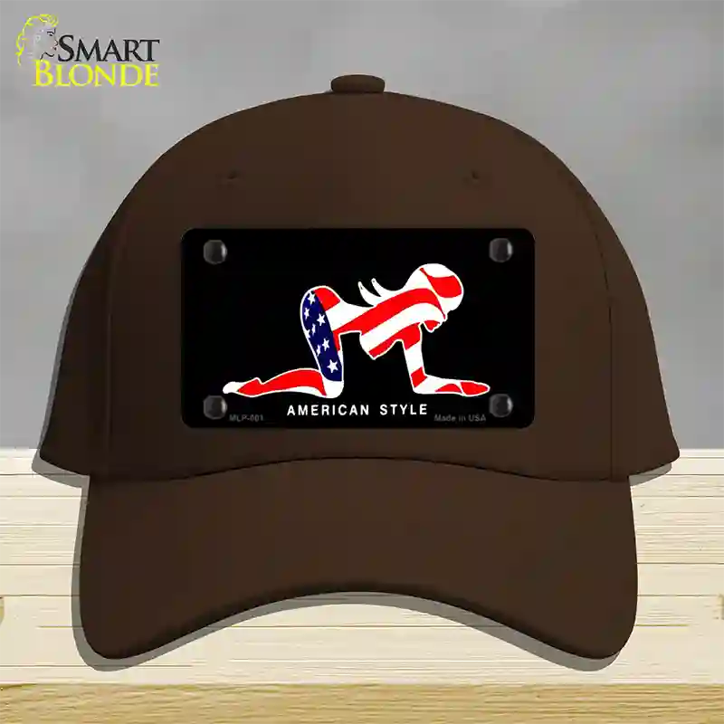 American Style Sexy Flag Pose Novelty License Plate Hat Cotton / Dark Brown