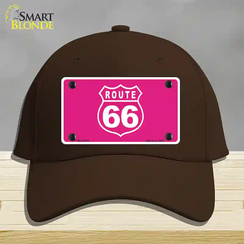 US Route 66 Pink Novelty License Plate Hat Cotton / Dark Brown