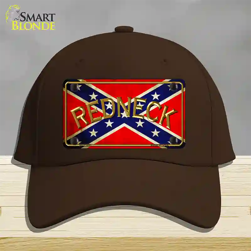 Redneck Confederate Flag Novelty License Plate Hat Cotton / Dark Brown