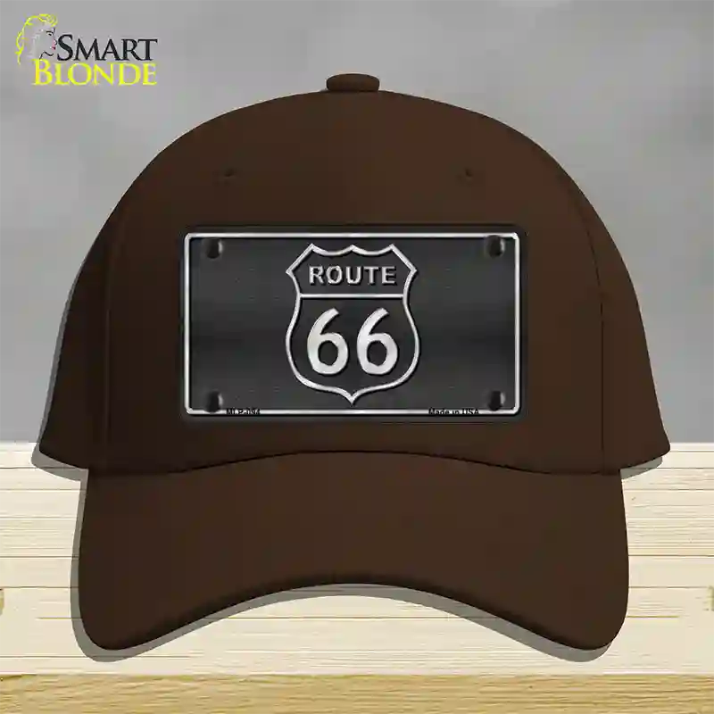 Route 66 Shield Black Novelty License Plate Hat Cotton / Dark Brown