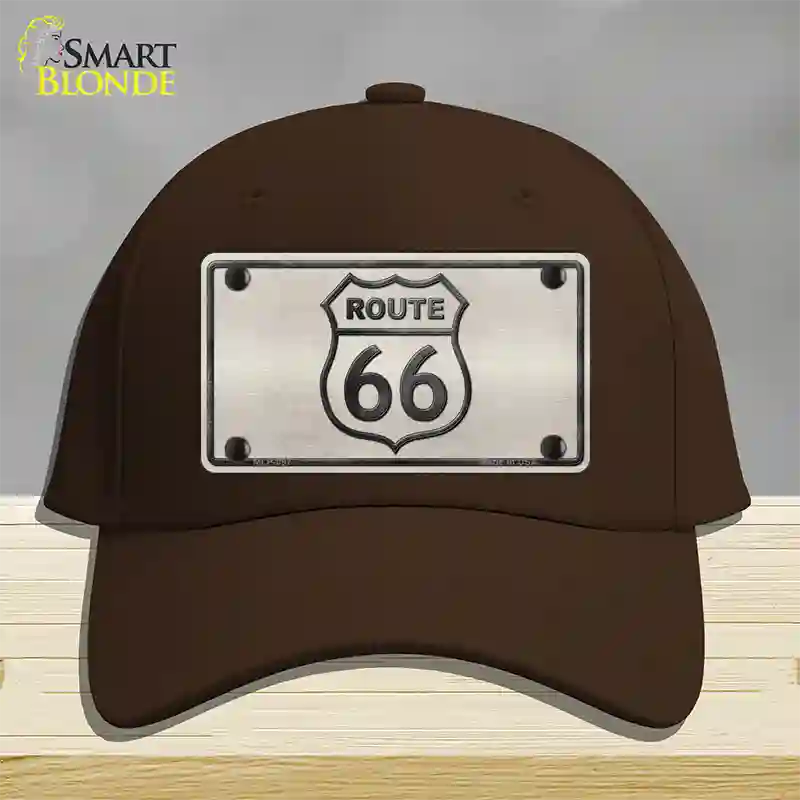 Route 66 Shield White Novelty License Plate Hat Cotton / Dark Brown