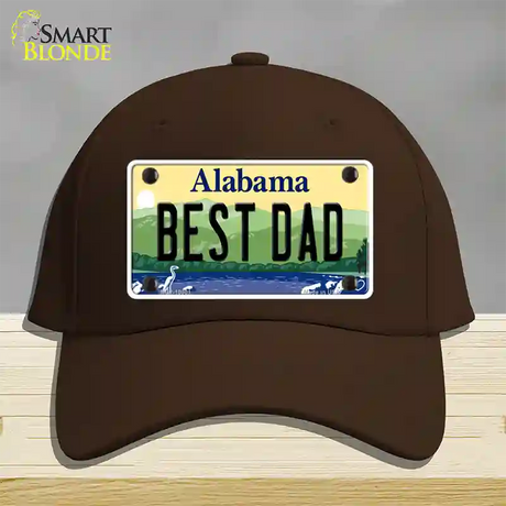 Best Dad Alabama Novelty License Plate Hat Cotton / Dark Brown