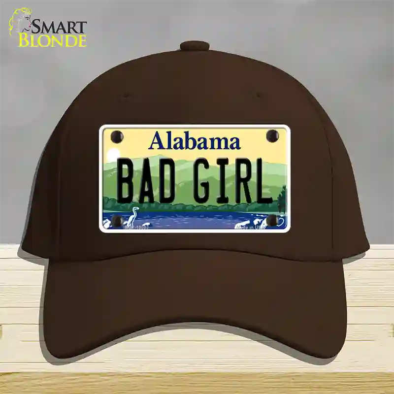 Bad Girl Alabama Novelty License Plate Hat Cotton / Dark Brown