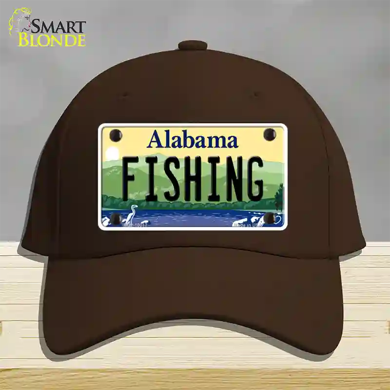 Fishing Alabama Novelty License Plate Hat Cotton / Dark Brown