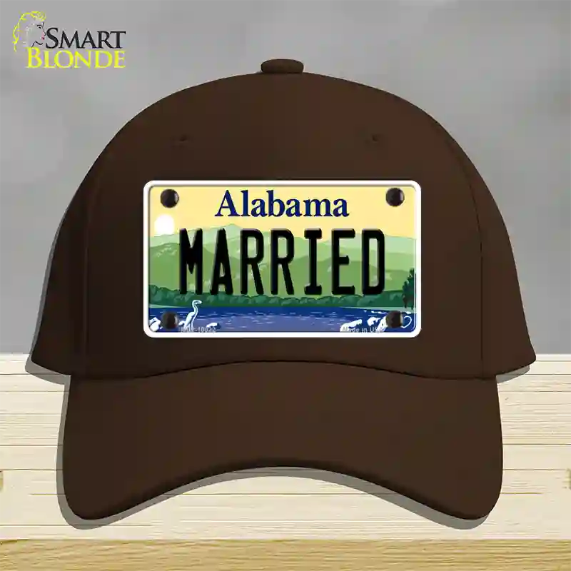 Married Alabama Novelty License Plate Hat Cotton / Dark Brown