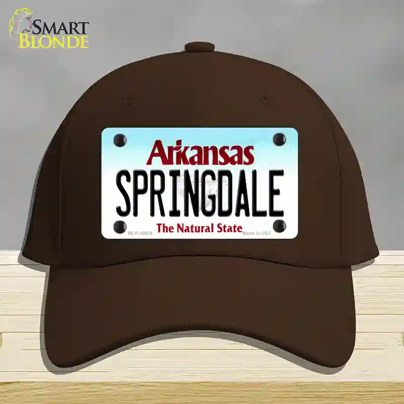 Springdale Arkansas Novelty License Plate Hat Cotton / Dark Brown