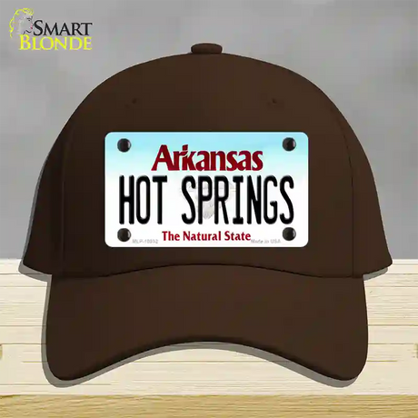 Hot Springs Arkansas Novelty License Plate Hat Cotton / Dark Brown