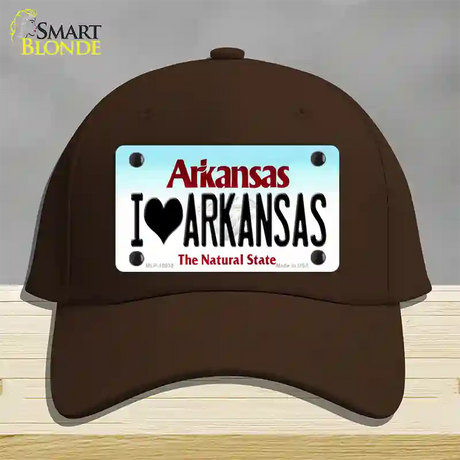 I Love Arkansas Novelty License Plate Hat Cotton / Dark Brown