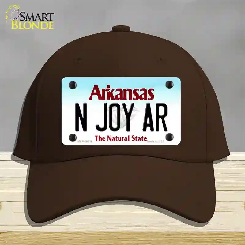 N Joy AR Arkansas Novelty License Plate Hat Cotton / Dark Brown