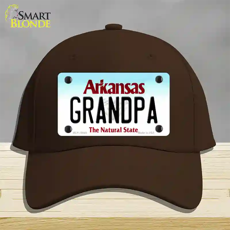 Grandpa Arkansas Novelty License Plate Hat Cotton / Dark Brown