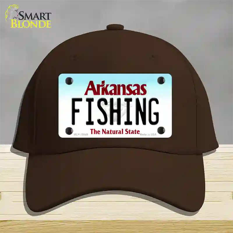 Fishing Arkansas Novelty License Plate Hat Cotton / Dark Brown