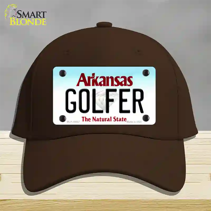 Golfer Arkansas Novelty License Plate Hat Cotton / Dark Brown